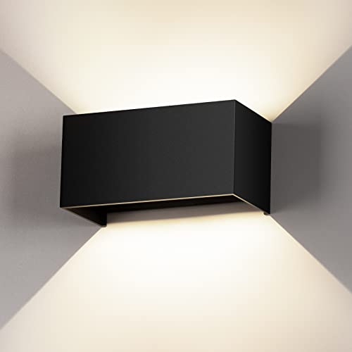 Cwycfw 24W LED Wandlampen Innen/Außen Auf und ab Einstellbarer Lichtstrahl Wandleuchte Natürlich Weiß 4000K Außenwandleuchten LED IP65 Wasserdichte Wandleuchten Schwarz