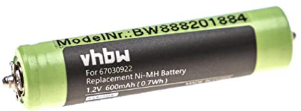 vhbw Akku kompatibel mit Braun Cruzer3 2874, Cruzer3 2878, Cruzer4 2778 Rasierer Haarschneider (600mAh, 1,2V, NiMH)