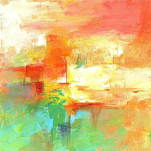 Acryl-Bild 70 x 70 cm: Rot, Grün, Orange, Ocker, Gelb, Weiß, Wandkunst, Acrylmalerei, handgefertigte Kunst, handgemalte Kunst, abstrakte Gemälde, (137054080)