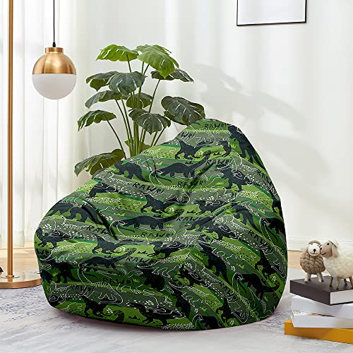 FANSU 3D Dinosaurier und Katzen Sitzsack Waschbar Ohne Füllung für Kinder Erwachsene - Outdoor Indoor Stofftier Aufbewahrung Mit Reißverschluss (100x120cm, Jurassic)