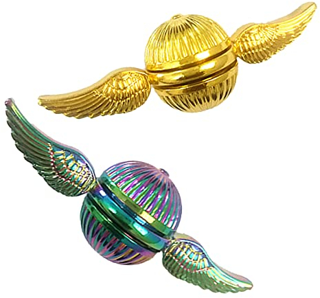Fingerspitzen Fliegende Gimmick-Gyroskope, Handspinnspielzeug für Fans der mittelalterlichen magischen Zauberwelt, hilft bei Stress und Angst bei Kindern und Erwachsenen(Farbe+Gold)