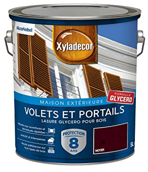 Xyladecor - Lasure Protectrice pour Bois Extérieur - Volets, Portails, Portes, Fenêtres - Couleur : Satin Noyer - Quantité : 5 L