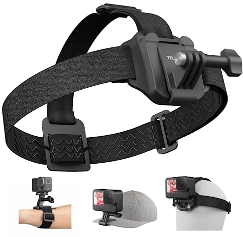 Head Strap Mount with Cap Clip, Quick Release Head Belt Mount Compatible with GoPro Hero 11/10/9/8/7/6/5, Fusion, Max, DJI OSMO and Most Action Cameras
