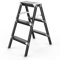 Step Ladder 3 Step, Folding Ladder, Aluminium Double-Sided Step Stool, Max Load 330lbs, Portable Ladder with Non-Slip Steps, Lightweight and Sturdy, Black