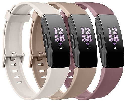 Vancle für Fitbit Inspire Armband/Fitbit Inspire HR Armband Damen Herren,Silikon Sport Ersatzarmbänder Uhrenarmband für Fitbit Inspire 2 Armband/Fitbit Ace 2(S,Starlight/Milchtee/Violett)