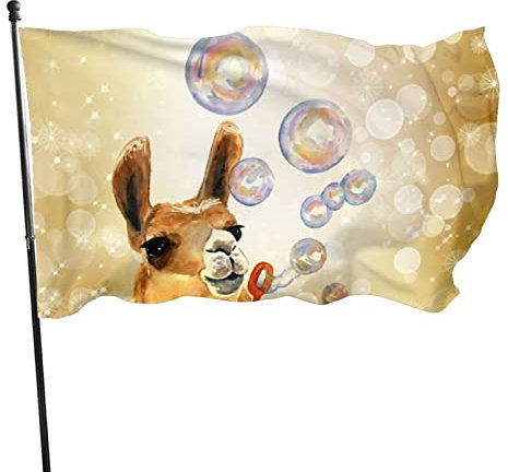 Haus Hof Flagge 90X150cm Lama Bläst Seifenblasen Fahnen Witterungsbeständiges Flaggen Premium Gartenflagge Für Veranda Bar Hof