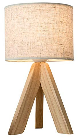 Table Lamp Creative Mini Wooden Tripod Nightstand Lamp Bedside Table Lamp with Fabric Lampshade for Bedroom, Living Room, Office, Home Reading Lamp (Color : A) Interesting