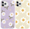 Yoedge 2 Pack Cute Flowers Print Suitable for iPhone 7 Plus/8 Plus 5.5 Phone Case, Floral Daisy Aesthetic Pattern Shell Soft Silicone TPU Shock-Absorbing Smile Cover for Women and Girls,Beige Purple