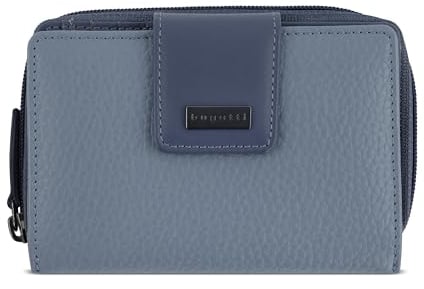 bugatti Sina Reißverschluss-Damenbörse S aus echtem Leder, Geldbörse für Frauen, blau