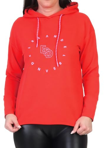Elbsand Damen Kapuzen-Sweatshirt Hoodie mit Logoprint ESWDyra 70673 00 Lobster (380) XL