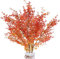 HASUDEI 3 Pcs Künstliche Eukalyptus Pflanze Runde Blätter Kunstpflanzen Herbst Eukalyptuszweige Orange Plastikpflanzen für Balkon Garten Herbst Hochzeit Party Vase Deko 80CM
