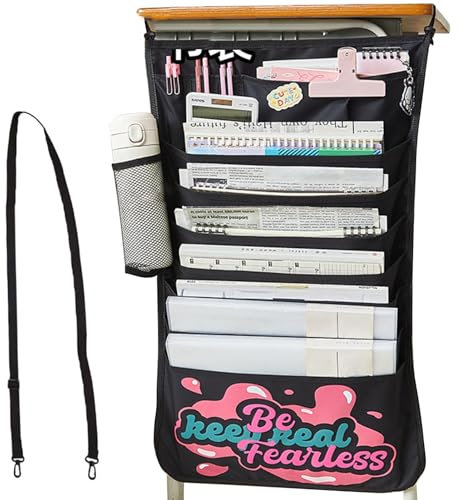 YMXWAN Borsa Porta Libri Sospesa,Borsa Porta Libri Multifunzionale Lspessita di Grande capacità in Tessuto Oxford,Borsa Porta Libri Appesa alla Scrivania per la Scuola, L'Ufficio