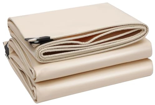 Telone in PVC impermeabile 1,5x3m 2x2m 2x3m Telo resistente con bordi rinforzati, teloni beige per isolamento serre, copertura piscina(1.2x2.4m)