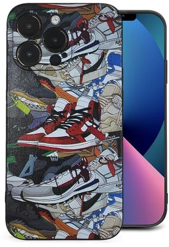 UIOREJXCAS Compatible for iPhone 13 pro max case Cool iPhone 13 pro max Phone Cases Shockproof Protective Sneaker Design Soft Silicone Protection Phone Cover for Men Women Boys Girls 6.7 inch Black