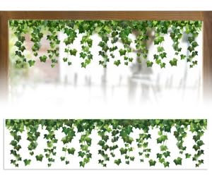 Peacoblue Statische Fensteraufkleber, 120 x 30 cm, 1 Bogen grüne Ranken- und Lwaces Muster, dekorativ, abnehmbar, Fensteraufkleber, für Zuhause, Büro, Dekoration für Glasfenster