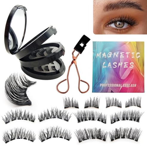 Faux Cils Magnetique 16 Pièces Faux Cils Magnetique Naturel Cils Faux Cils Magnetique Aimant 3D Eyelashes Magnétiques Naturel Fake Lashes Magnetic Reutilisable Kit Extension Cils Aspect Naturel