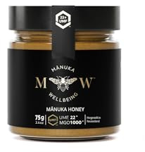 Wellbeing UMF-Manuka Honig MGO 1000+ (UMF 22+) 75g | MGO & UMF-zertifiziert | Hochqualitativ und Monofloral | Hergestellt, Zertifiziert und Verpackt in Neuseeland | Im Glas | Von NZfyMe
