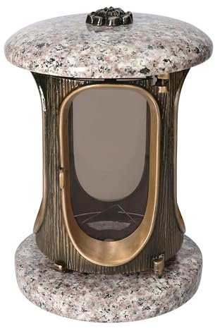 Stilvolle Grablaterne Granit König Bronze Höhe 23 cm/Ø 15 cm Bronze mit Rosette