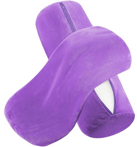 Prasacco 2 Stück Nackenrollenbezug, 40 x 15 cm Bezug für Nackenrolle Lila Nackenkissenbezug mit Reißverschluss für Kissenrollen aus Memory-Schaum und Nackenkissenrollen