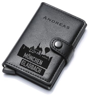 aina Mönchengladbach Kreditkartenetui, Personalisierbar mit Namen, Geldbörse für Herren - Geschenkidee