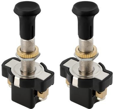 eMagTech Lot de 2 Interrupteurs Push-Pull 12 V/24 V 20 Mm pour Véhicule Moto Marche/arrêt Filetage Long Interrupteur Push-Pull pour Voiture électrique