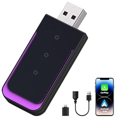 NFOIEIS Android Auto & Carplay Inalambrico, 2 En 1 Car Play InaláMbrico Android y A-pple, Adaptador Carplay Inalambric0, Plug & Play, Compatible con Coches a Partir de 2016 y iOS 10+/Andr0id 11+