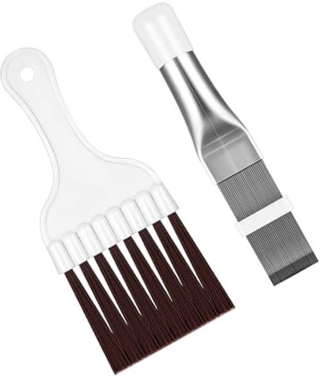 2 pettini lamellari per asciugatrici, condensatore, spazzola per la pulizia delle lamelle, condizionatore d'aria, pinna, pettine per asciugacapelli, pompa di calore, scambiatore di calore, detergente