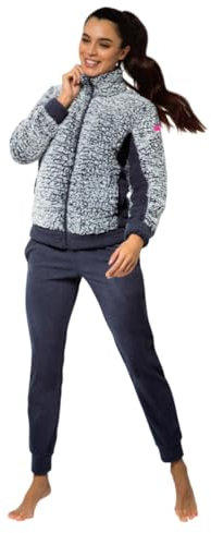 Lotto Tuta Donna in Pile con Zip Intera - Tuta in Pile Sherpa Effetto Agnellato - Tuta Donna Invernale Termica - Tuta Donna Completa (IT, Testo, XL, Regular, Regular, Antracite LA6071)