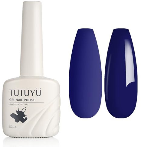 TUTUYU Deep Ocean Navy Blue Gel Nail Polish, 12ml Soak Off Dark Blue Gel Polish for Manicure Salon and Nail Art Starter,Gift for Women Girls