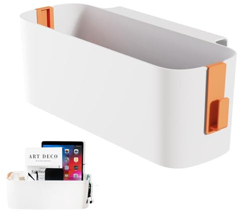 Scatola di Stoccaggio con Ganci, Cestino Portaoggetti da Appendere, Organizer Sospeso per Letto con 2 Ganci Rimovibili, Adatto alla Famiglia, Dormitorio, Ufficio, Arancia
