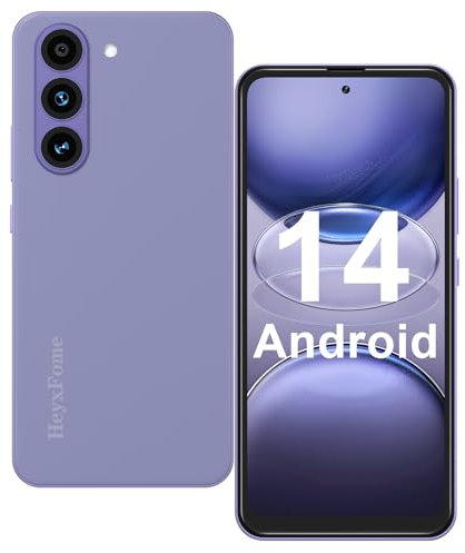 HeyxFome H4 Handy Ohne Vertrag 4G Android 14, 3GB+32GB, 6.6 HD+, 3GB RAM Smartphone ohne vertrag Günstig, Octa Core, 16MP+5MP Smartphone Simlockfreie, Dual SIM/Face ID/GPS DE (Lila)