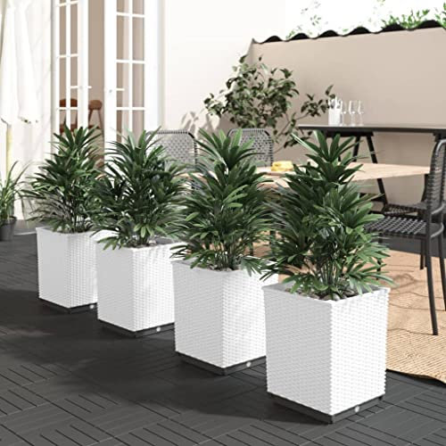 Xichuzi Jardineras 4 Unidades Polipropileno Blanco 30x30x37 cm, Macetas Exterior, Jardineras Exterior, Raised Bed, Jardinera Balcon, Macetas Balcon - 364188