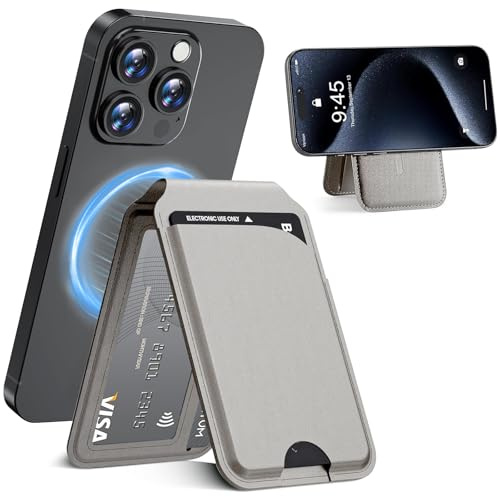 Magnetische Brieftasche für iPhone Handy Kartenhalter mit Verstellbarer Ständer 5 Kartenhalter ID Fenster RFID Blocker PU Leder Brieftasche für iPhone 15/14/13/12 Serie, Nicht für iPhone 13/12 Mini