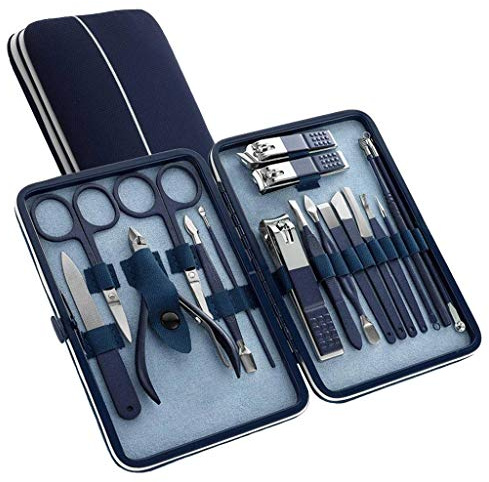 JZWCHQ Neues Nagel -Clipper -Set -Pediküre -Kit 18pcs Edelstahl Professional Maniküre Set für Männer und Frauen mit Lederreisen.