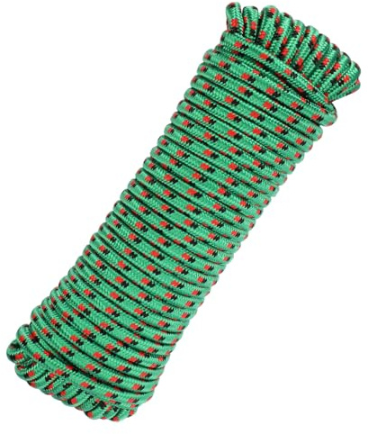 sourcing map 10mm x 30.5m Polypropylene Rope,Solid Braided Utility Rope All Purpose Boat Marine Cord for Camping,Flag Pole,Clothesline,Outdoor,Green/Black/Red