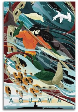 ZLHNBWL Aquaman Filmposter, dekoratives Gemälde, Leinwand, Wandposter und Kunstdruck, moderne Familienschlafzimmer-Dekoration, Poster, 40 x 60 cm