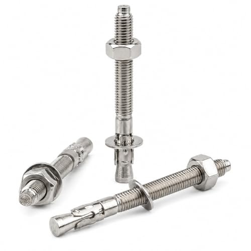 NOLDAR | Bulloni di espansione in acciaio inox. Tasello ancorante con dado e rondella premontati. M8 x 80 mm. Per calcestruzzo, cemento armato e pietra. (25 unità)
