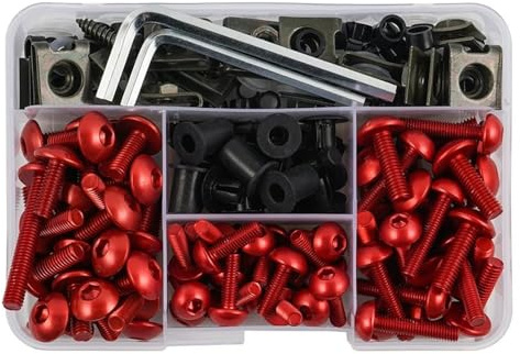 JAYWIS Kit Bulloni E Viti per Carenatura per H&Onda per CBR 6000, 900, 929, 954, 1000 RR, per CBR600 F, F2, F3, F4, F4i, 190 Pezzi Kit Bulloni per Carenatura(Rosso)
