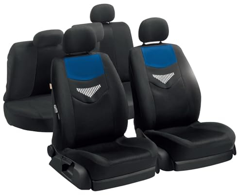 ENERFERO Autositzbezüge Universal Fit Komplettset, Schonbezüge-Auto, Komplettset, 2 Vordersitzbezüge, 1 Rücksitzbezug, Universal PKW-Sitzbezüge Blau