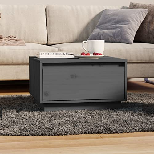 WEMYUFURN Massiver Kiefernholz Couchtisch mit Schublade und Schwebebeinen - Stauraum für Bücher und Deko, langlebig und leicht zu reinigen