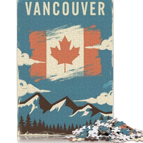 Jigsaw Puzzles 1000 Pieces for Adults Vancouver Vintage Poster Jigsaw Puzzles Wooden Puzzle Leisure Toy Educational Game Home Decoration Art Gift 1000pcs (75x50cm)
