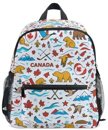 Wudan Rucksack mit Kanada-Flagge, für Kinder, Jungen, mit Taschen, für Mädchen, Studenten, Bücher