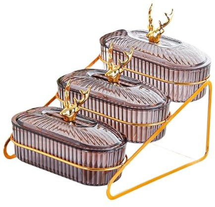 Sharplace Assiette à salade de fruits secs, assiette à apéritifs avec support en fer, plateau de rangement multifonctionnel, plateau à pour, Gris