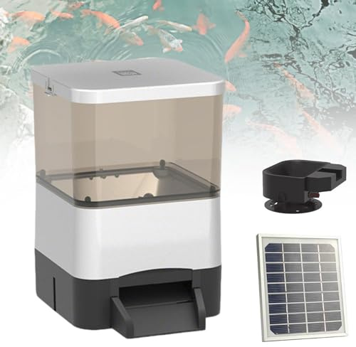 Automatic Fish Feeder With Lcd Display,4/10L Large Capacity Pond Fish Feeder With Timer Adjustable Fish's Food Dispenser,Moisture-Proof Outdoor Koi Fish Feeder For Pond Indoor & Outdoor(Silver,10L)