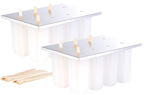 Rosenstein & Söhne Glaceformen: Eis-am-Stiel-Bereiter mit 8 Eisformen und 24 Holzstielen, 2er-Set (Stiel-Eis-Maker, am-Stil-Formen, Schokolade)