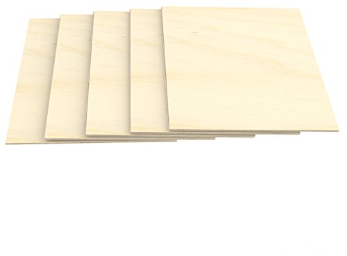 AUPROTEC 5x A4 Placas de madera 3mm Contrachapado de Abedul (210 mm x 297 mm) para manualidades bricolaje marquetería madera maciza contrachapada