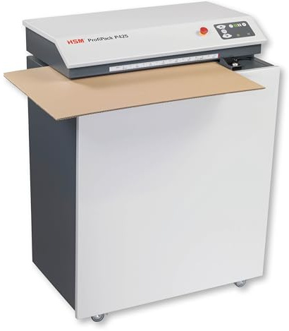 HSM ProfiPack P425 Verpackungspolstermaschine I Verpackungsmaterial, Füllmaterial, Polstermatten für Pakete aus Kartonagen I Kartonschredder I bis 3 Lagen I mobiles Gerät I nachhaltiges Recycling