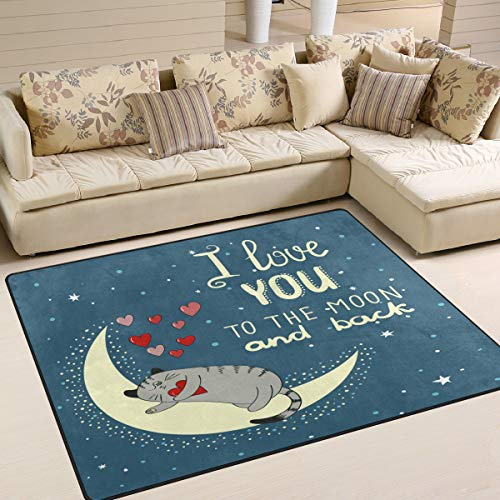 Use7 Teppich, mit Zitat I Love You to The Moon and Back, f¨¹r Wohnzimmer, Schlafzimmer, Textil, Mehrfarbig, 203cm x 147.3cm(7 x 5 feet)
