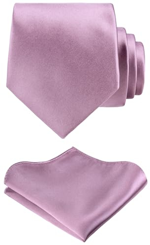 TIE G Einfarbiger Satin Formell für Herren Krawatte und Einstecktuch-Set im Geschenkkarton für die Hochzeit (Himbeere)