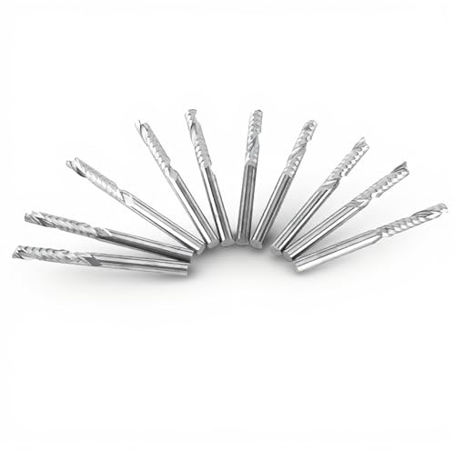 Schaftfräser, 10 stücke Zylinderschaft Bohrer Cutter CNC Tool Set 3,175mm Durchmesser 22mm Länge für Holz Aluminium Stahl
